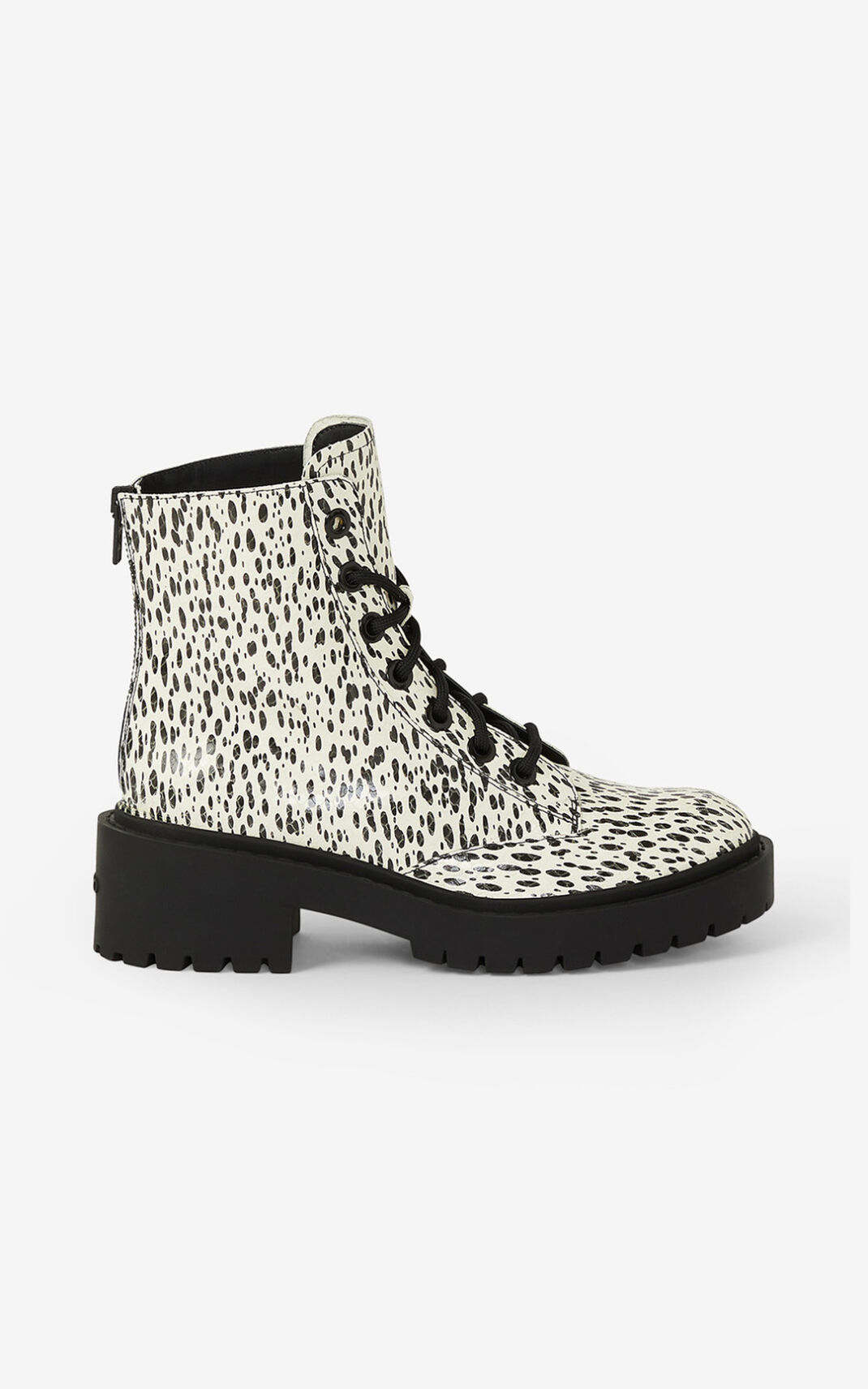 Kenzo Lace up Pike Leopard Bőr ankle Bakancs Női Fehér | ID.474899